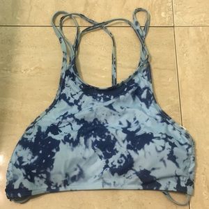 Blue tye-dye bikini top